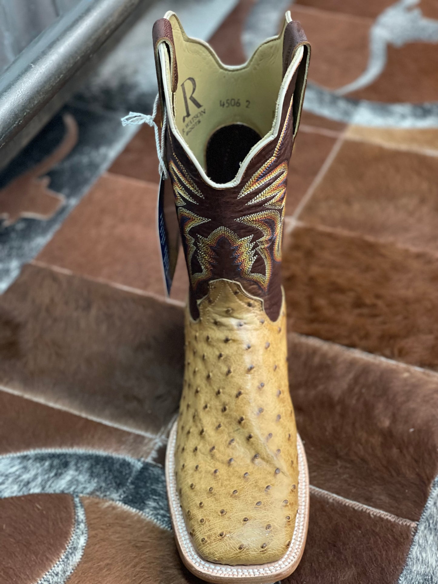 R Watson Brown Ostrich Boots