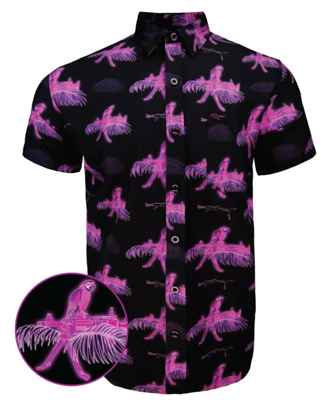 Retro Rifle Saws and Macaws - Button Down Shirt