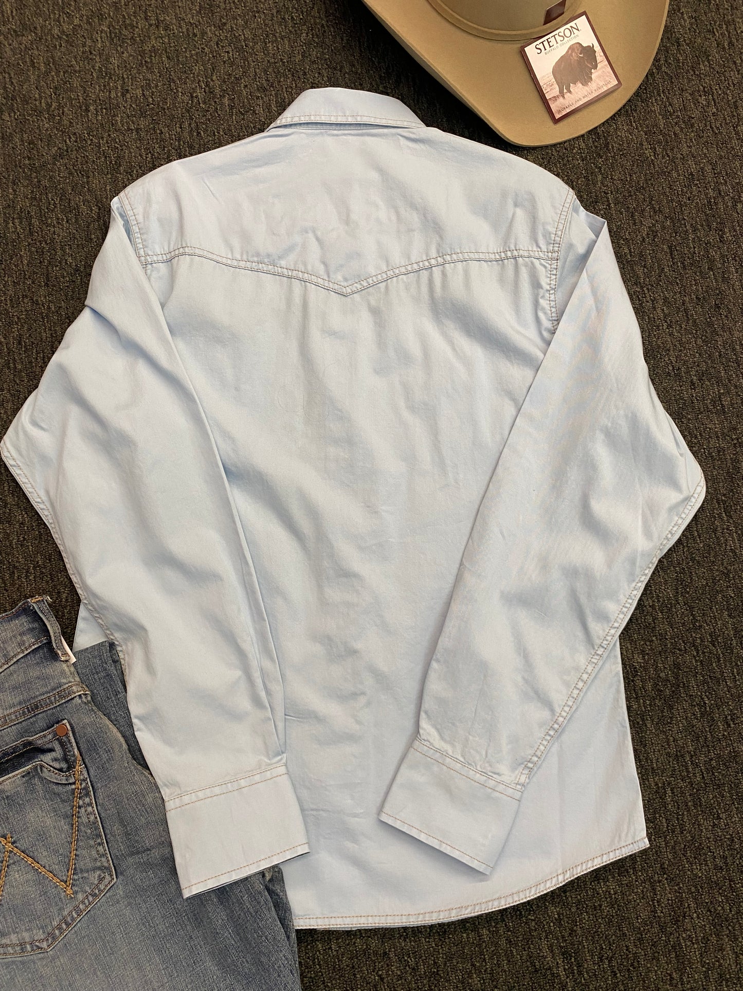 Wrangler Easter Blue Pearl Snap Button Down