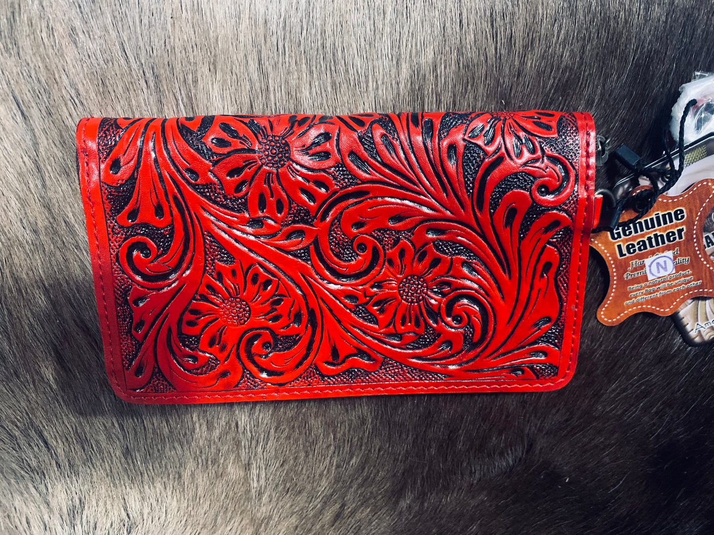 American Darling tooled red wallet