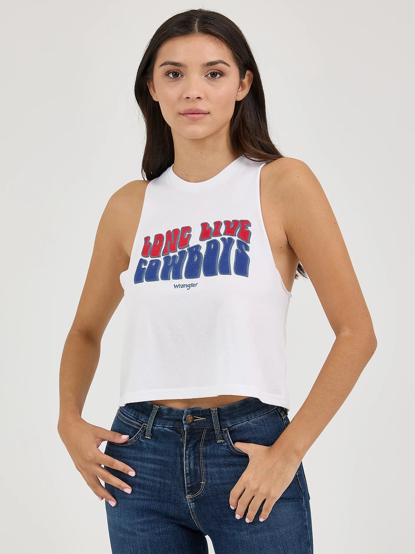 Wrangler festival crop tank - long live cowboys