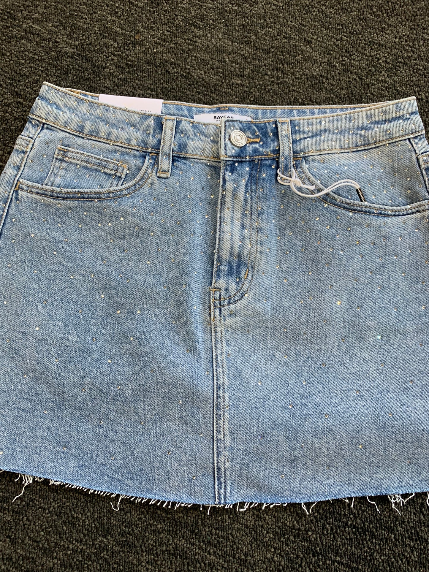Bayeas Mid Rise Rhinestones denim skirt