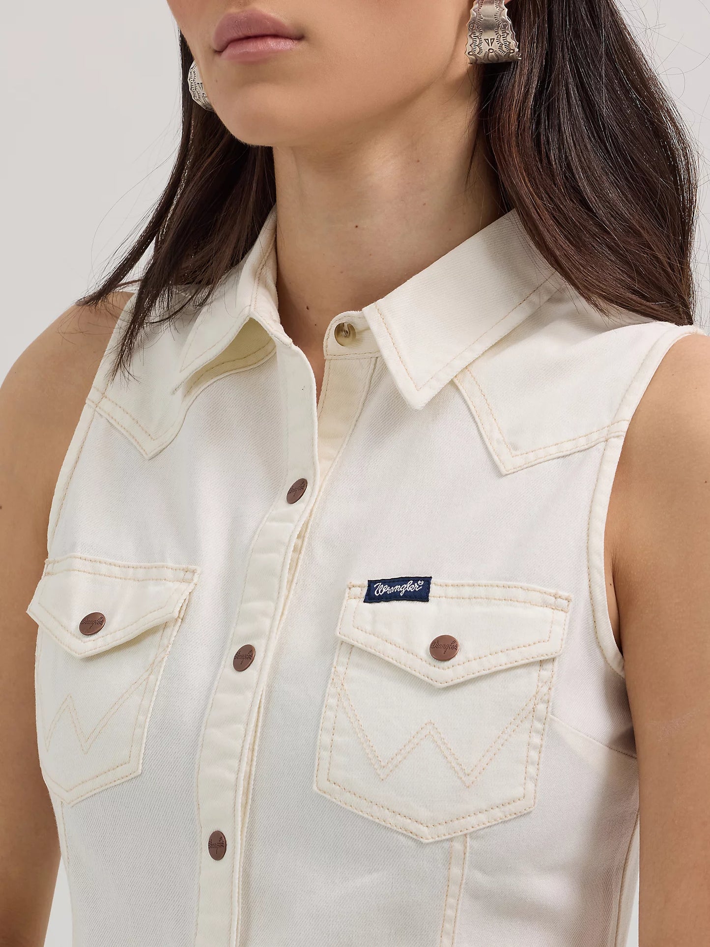 Wrangler Western snap shift dress - white