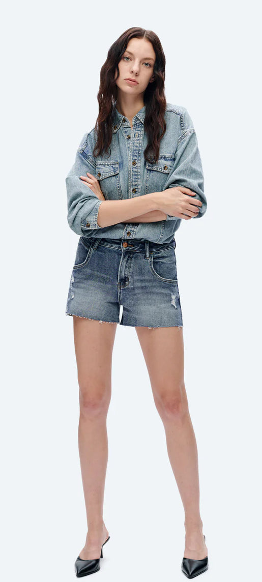 Bayeas Nova Mid Rise denim shorts - rock indigo