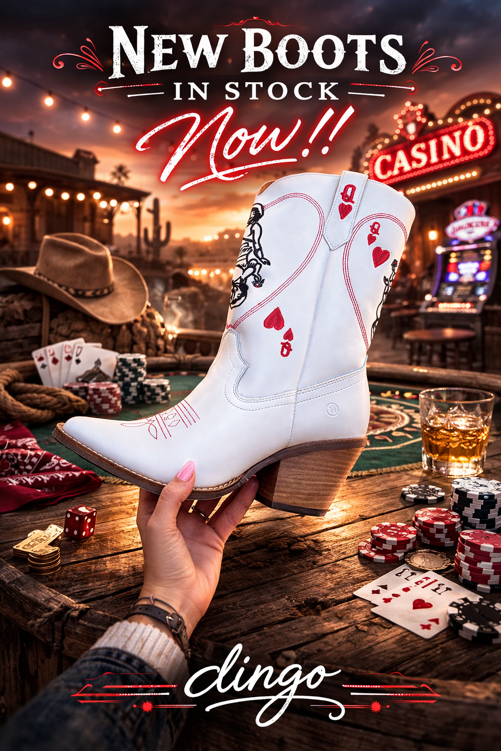 Dingo Queen A Hearts boot