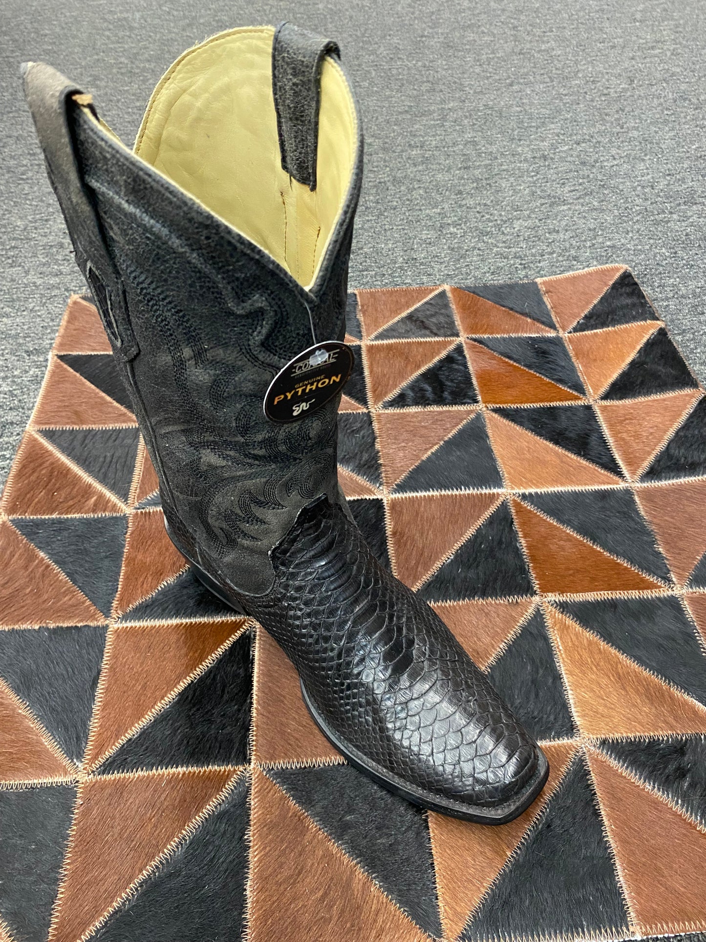 Corral Black Python Narrow Square Toe