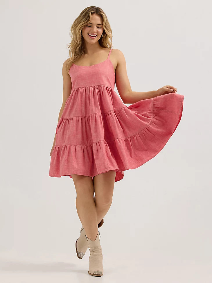 Wrangler strappy tiered dress - vintage red