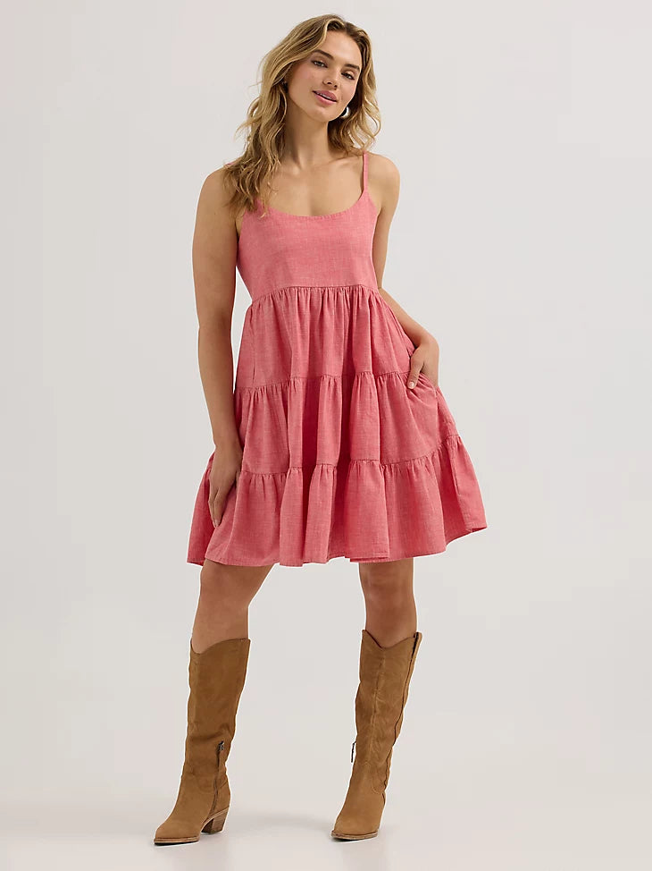 Wrangler strappy tiered dress - vintage red