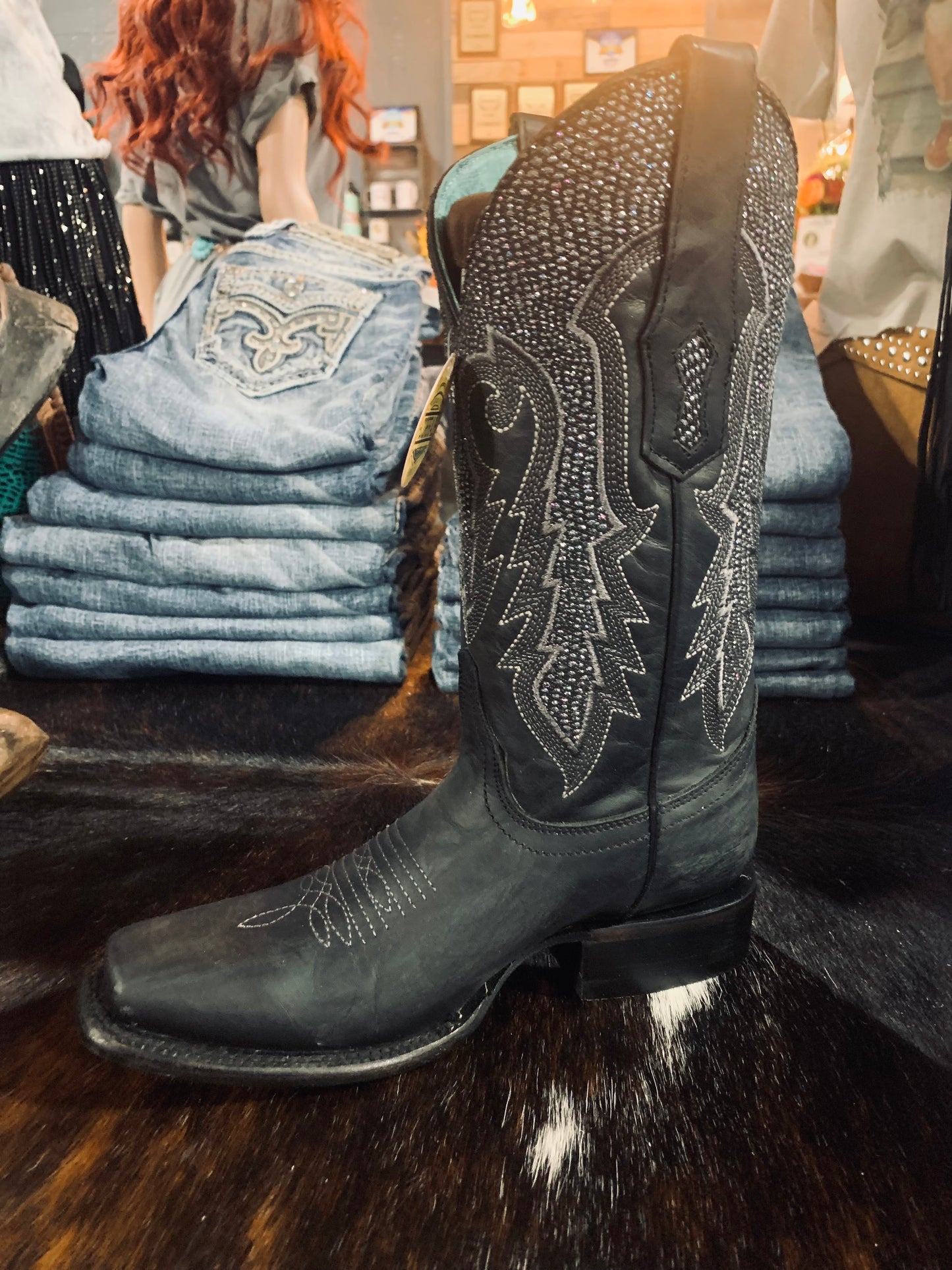 Corral Rockstar square toe - black