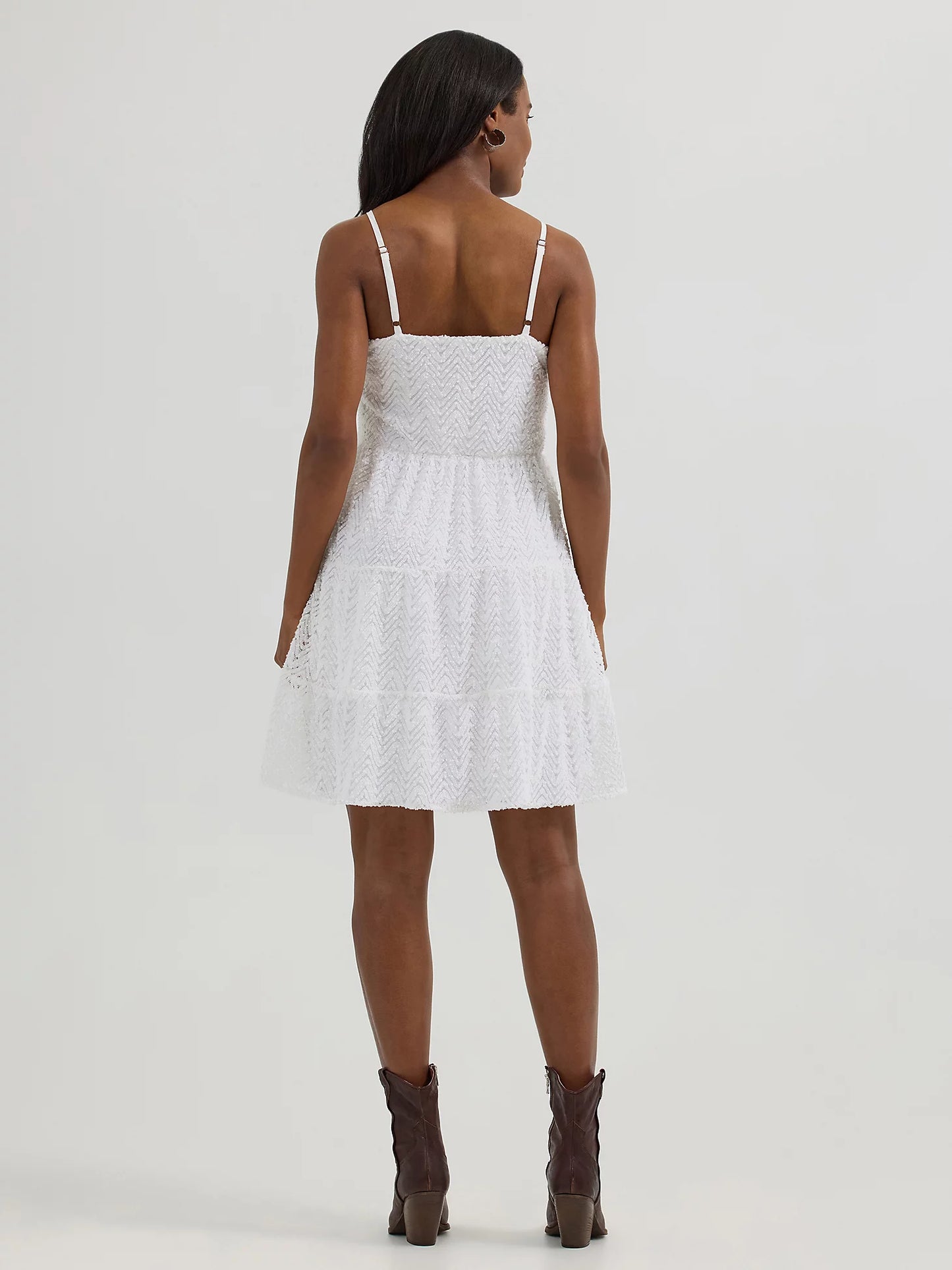 Wrangler textured tiered mini dress - white