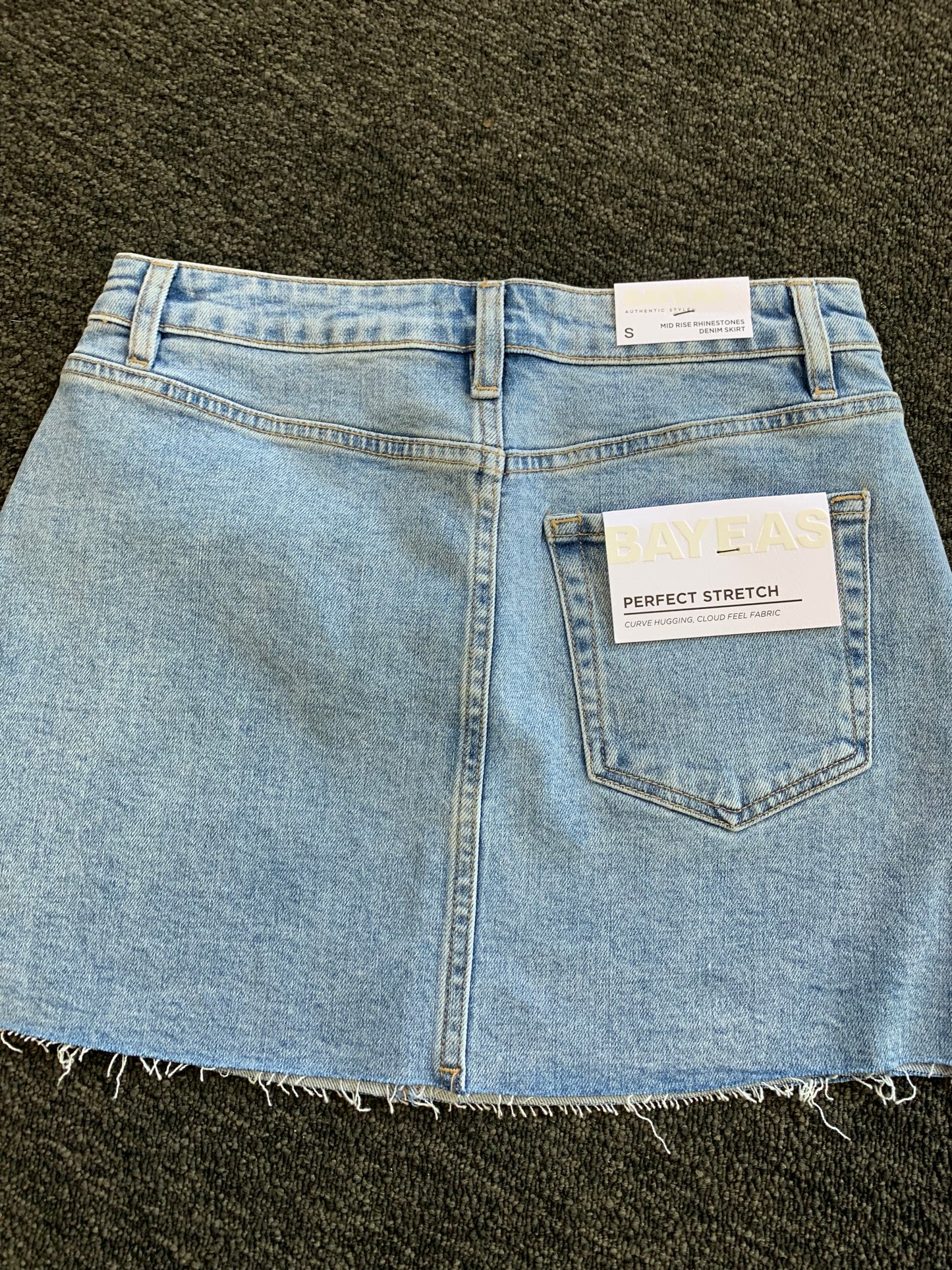 Bayeas Mid Rise Rhinestones denim skirt