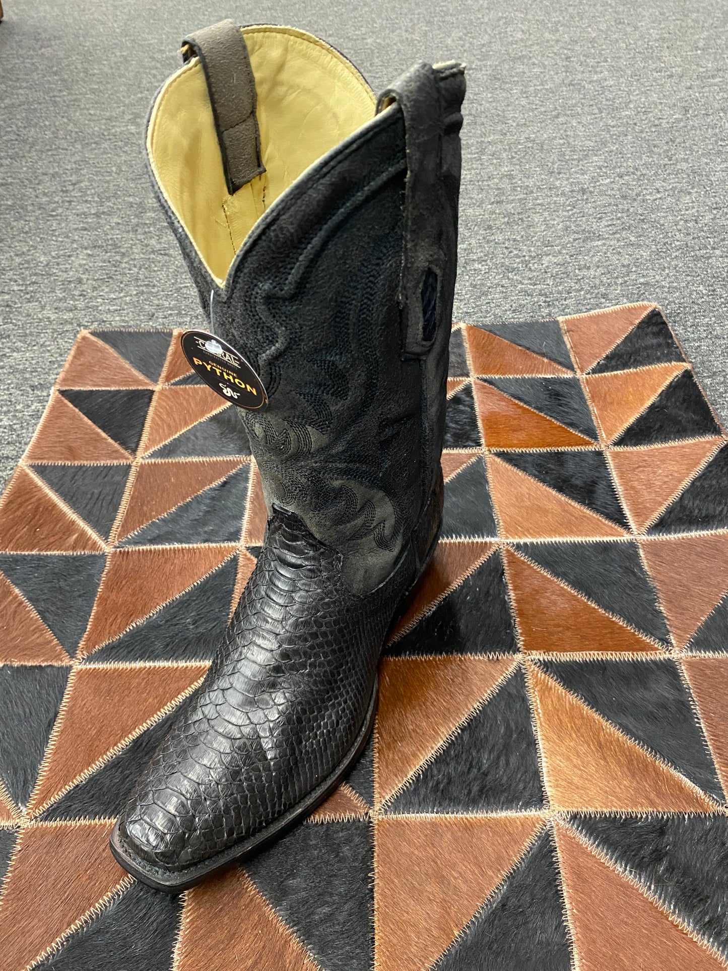Corral Black Python Narrow Square Toe