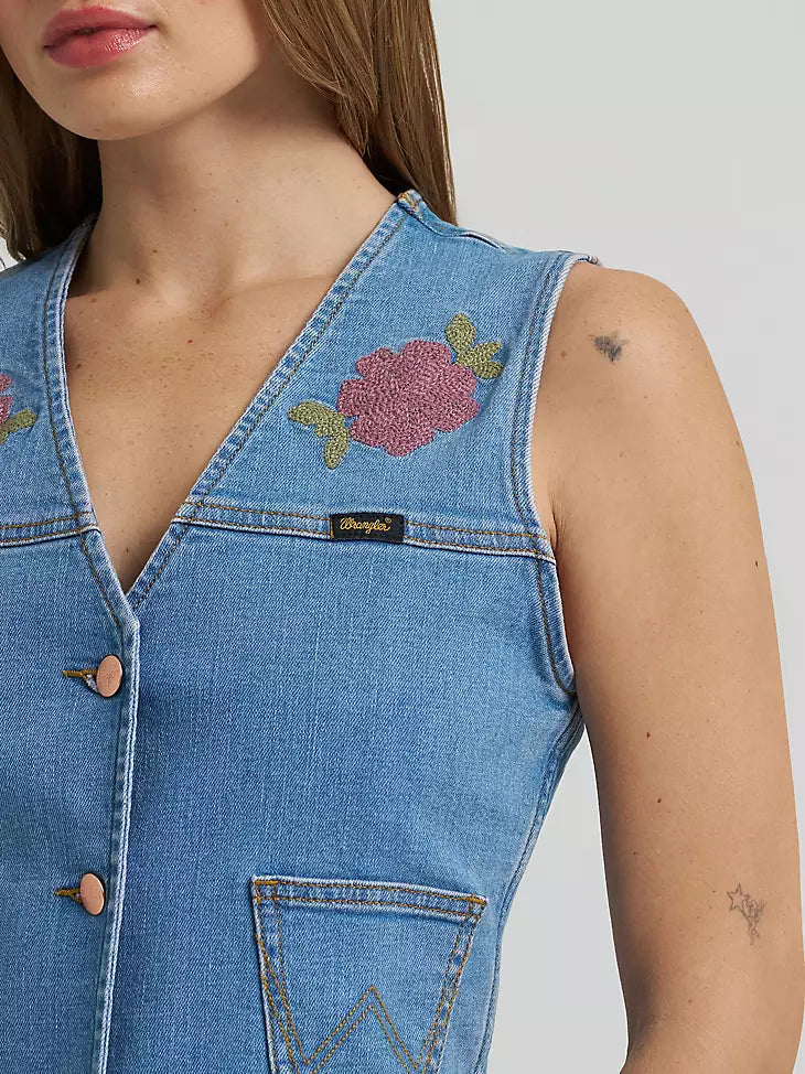 Lainey Wilson x Wrangler embroidered denim vest