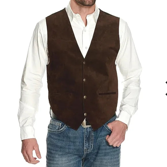 Scully Suede Vest - brown/black M