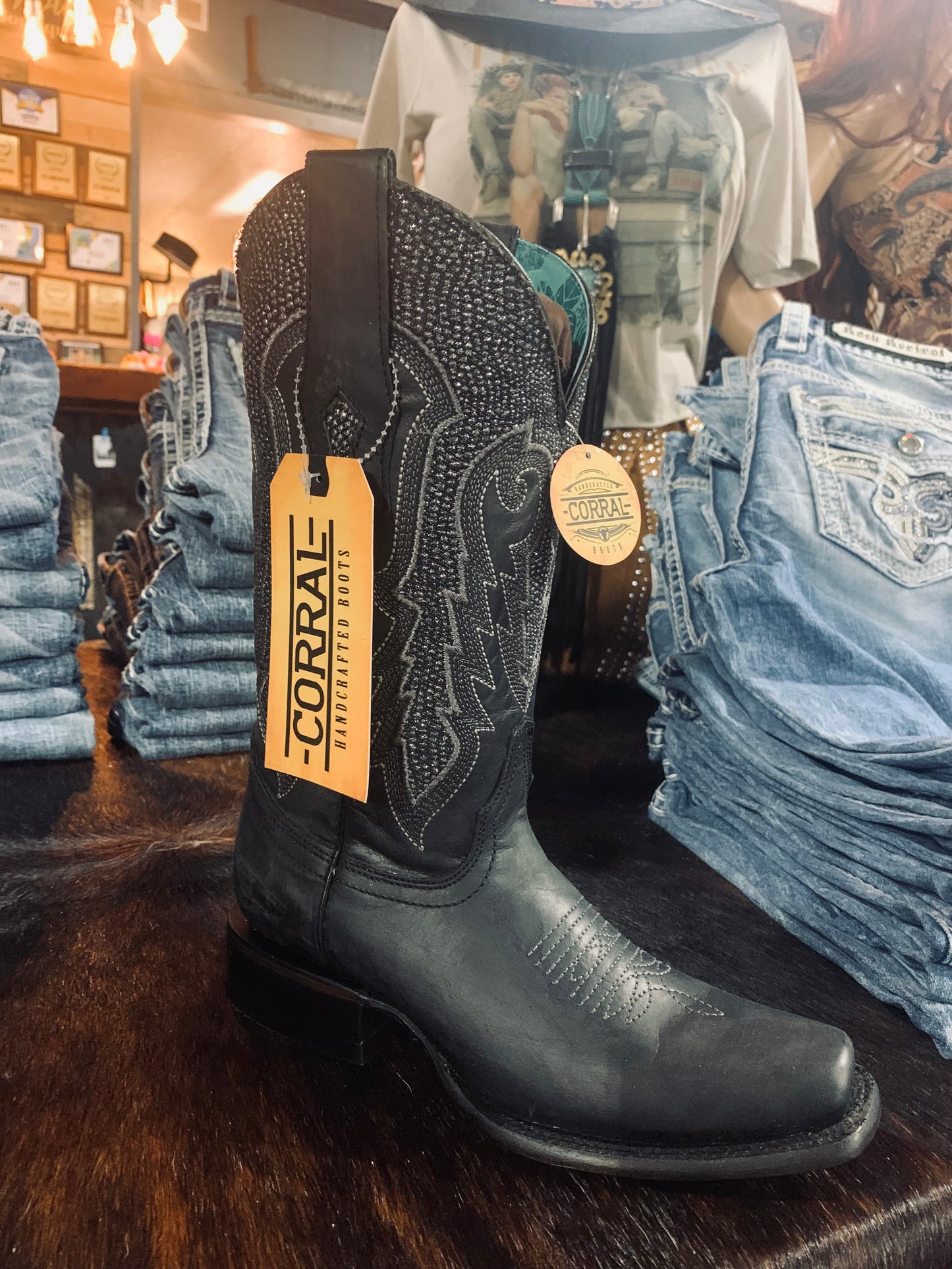 Corral Rockstar square toe - black