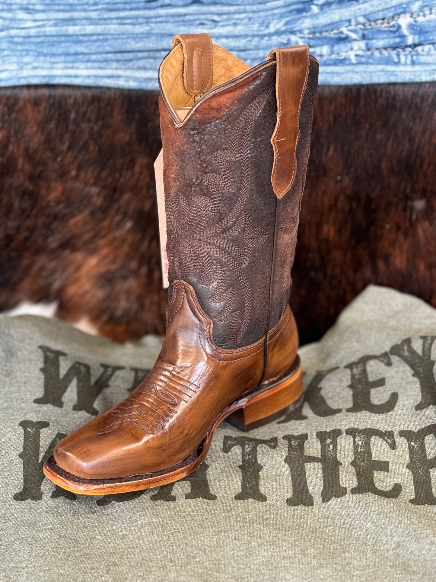 Corral Youth brown embroidered boot
