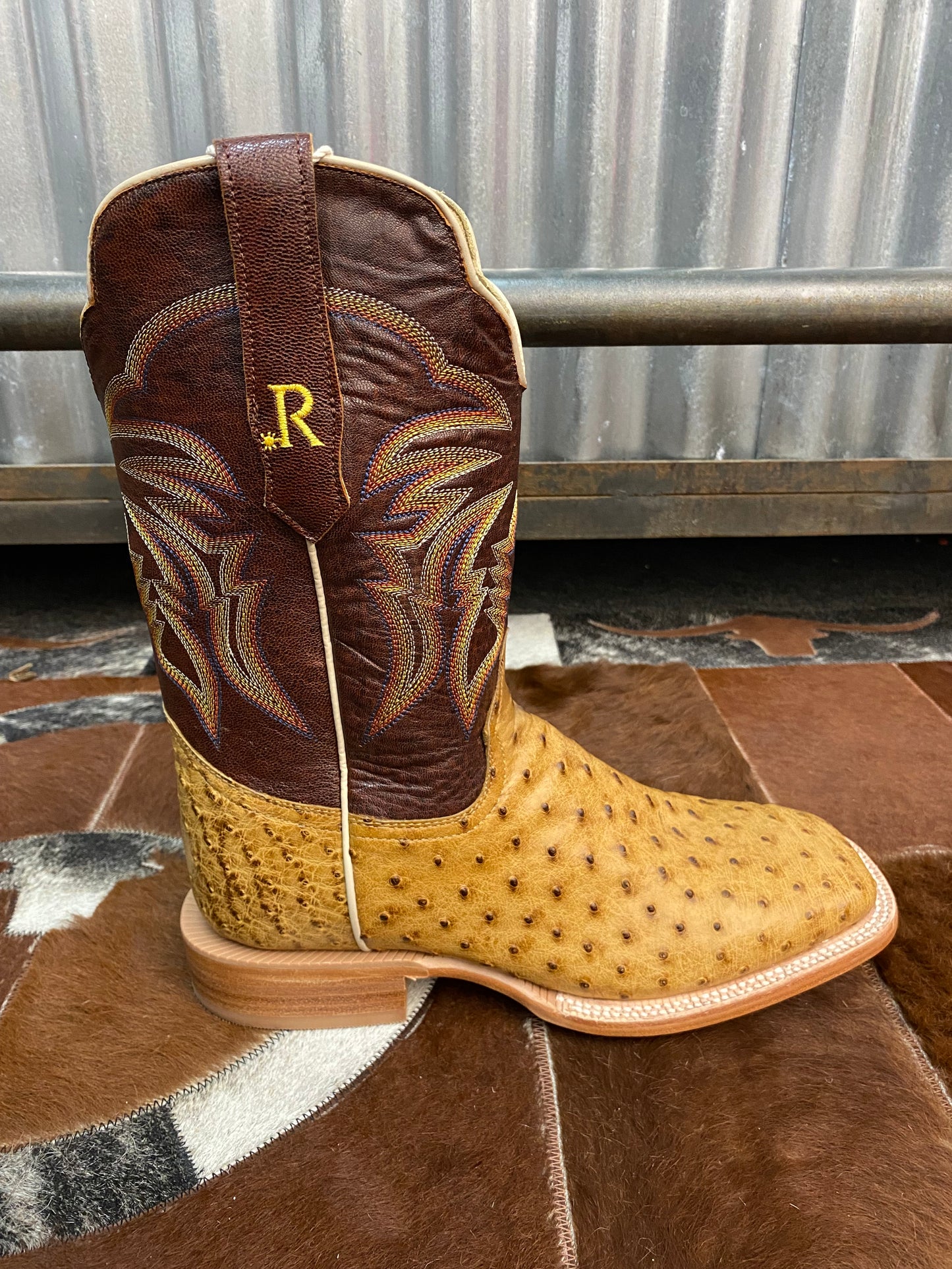 R Watson Brown Ostrich Boots