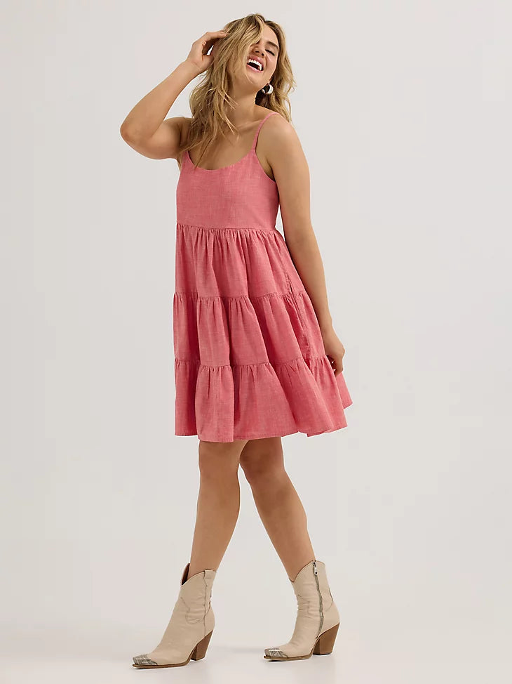 Wrangler strappy tiered dress - vintage red