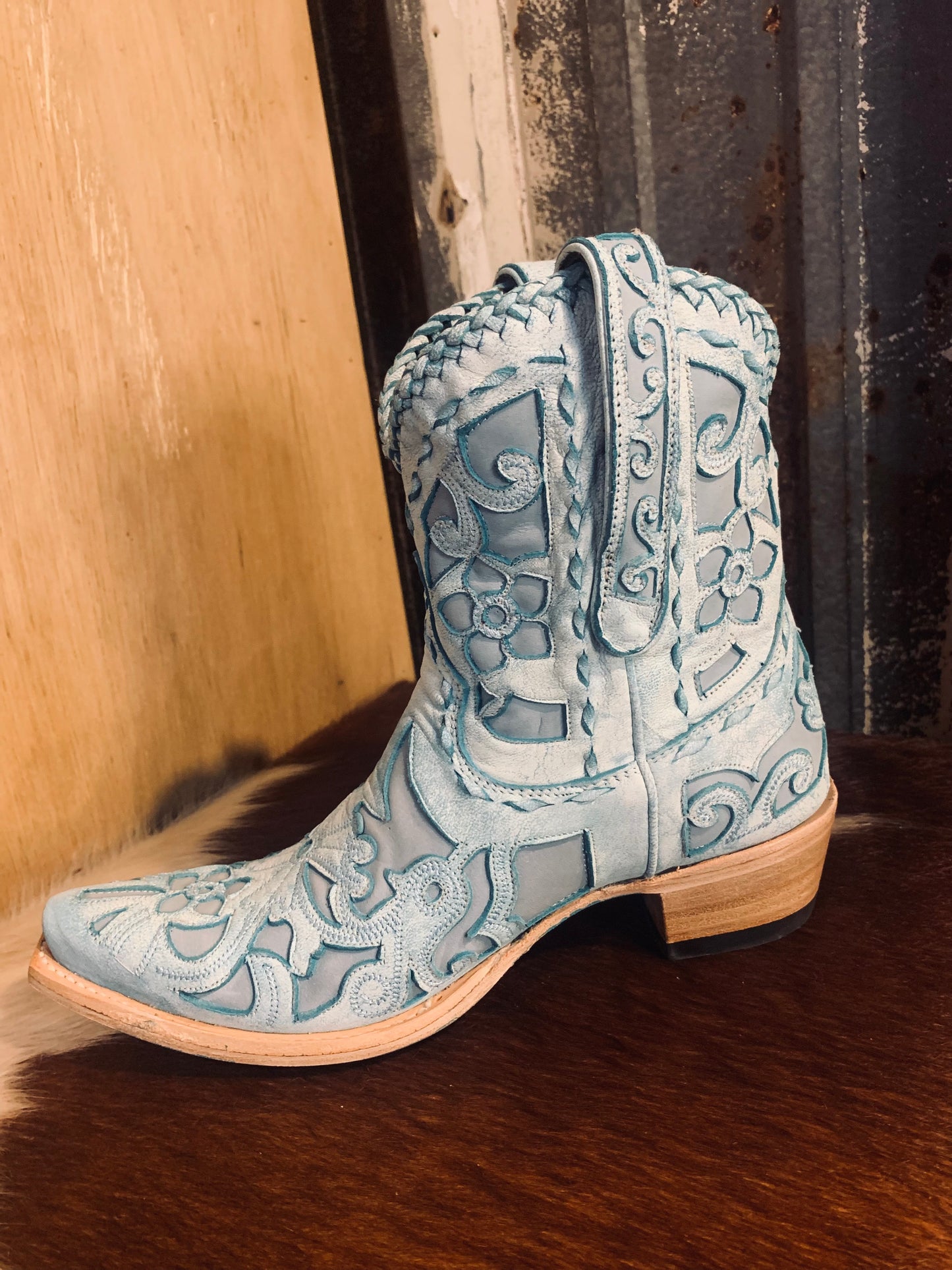 Lane Robin bootie - turquoise crackle