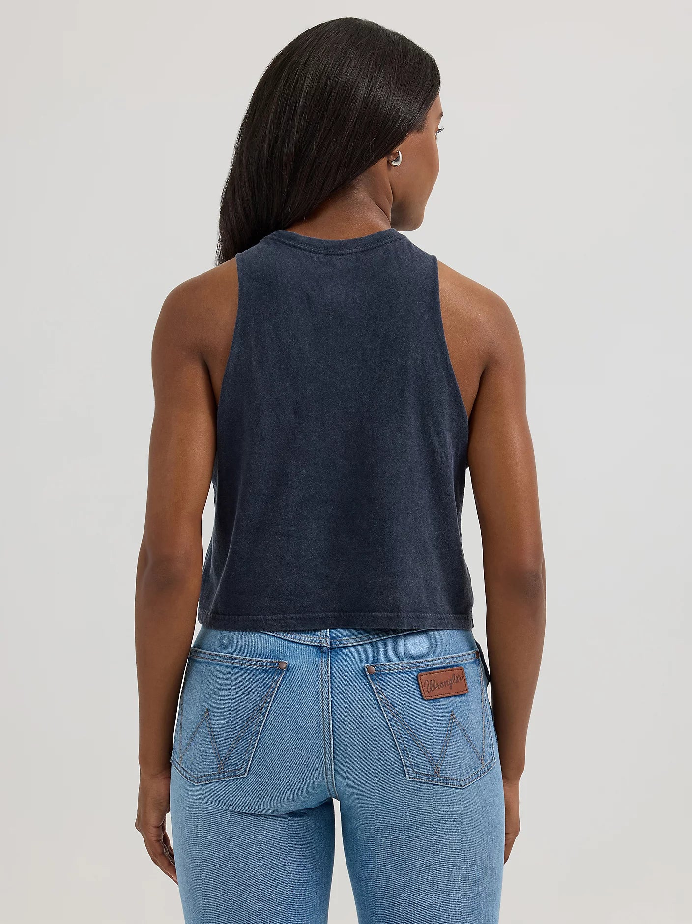 Wrangler festival cropped graphic tank - black eagle