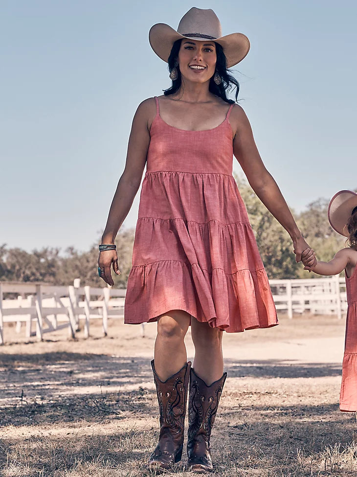 Wrangler strappy tiered dress - vintage red