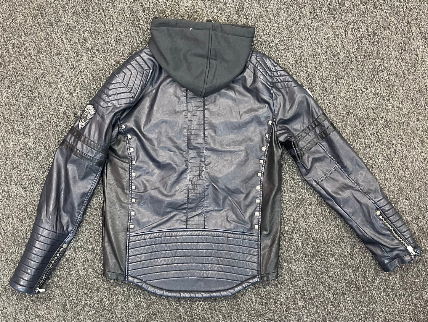 Affliction Hooded Biker Skull Leather Jacket