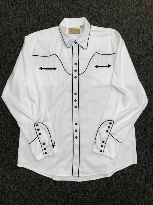 Scully White/Black Pearl Snap Button Down