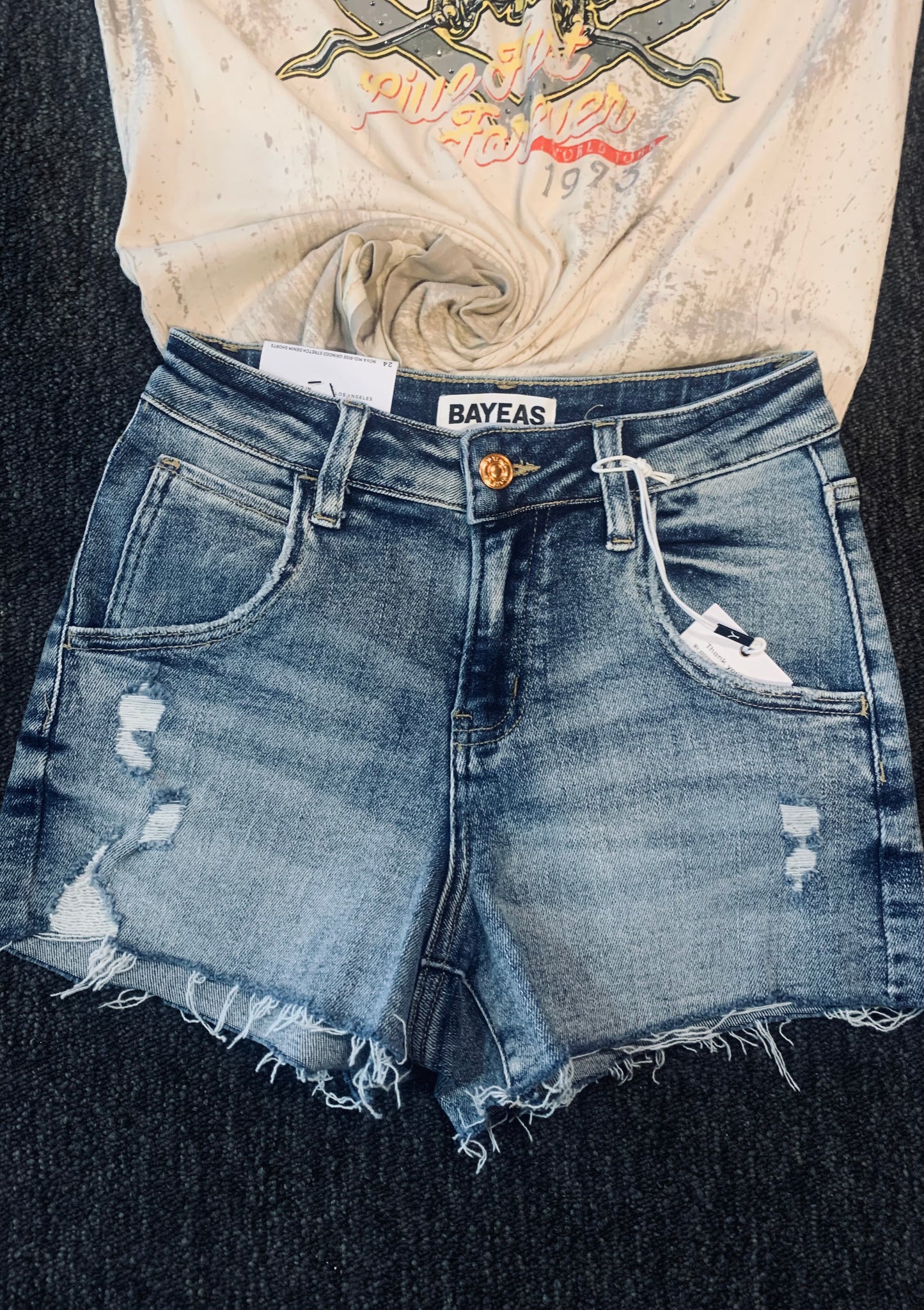 Bayeas Nova Mid Rise denim shorts - rock indigo
