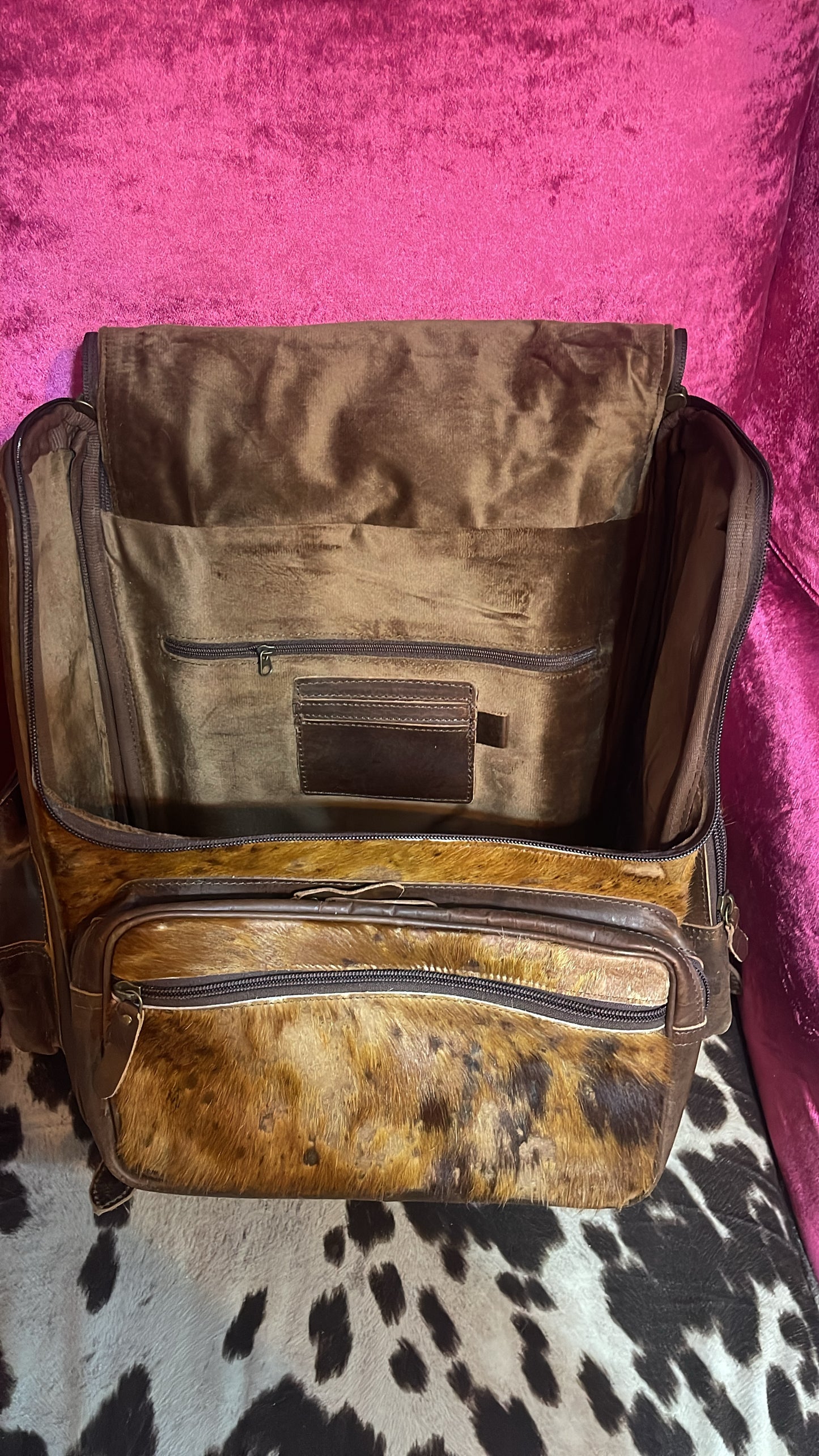 Cowhide leather backpack