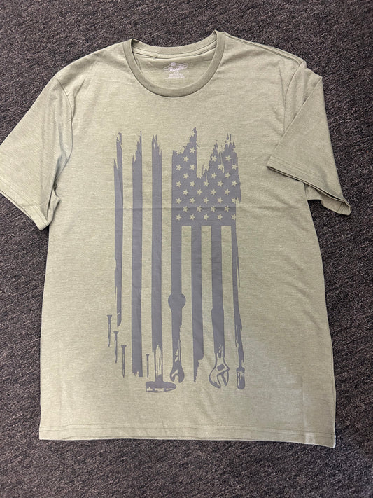 Wrangler worker flag Tee green