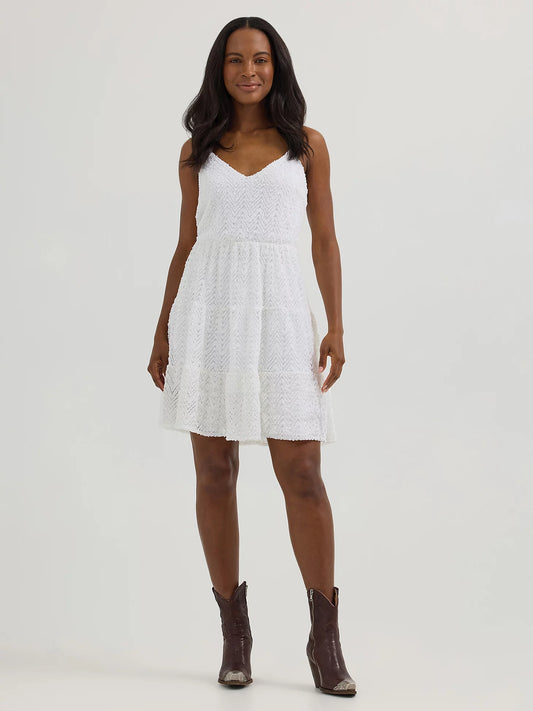 Wrangler textured tiered mini dress - white