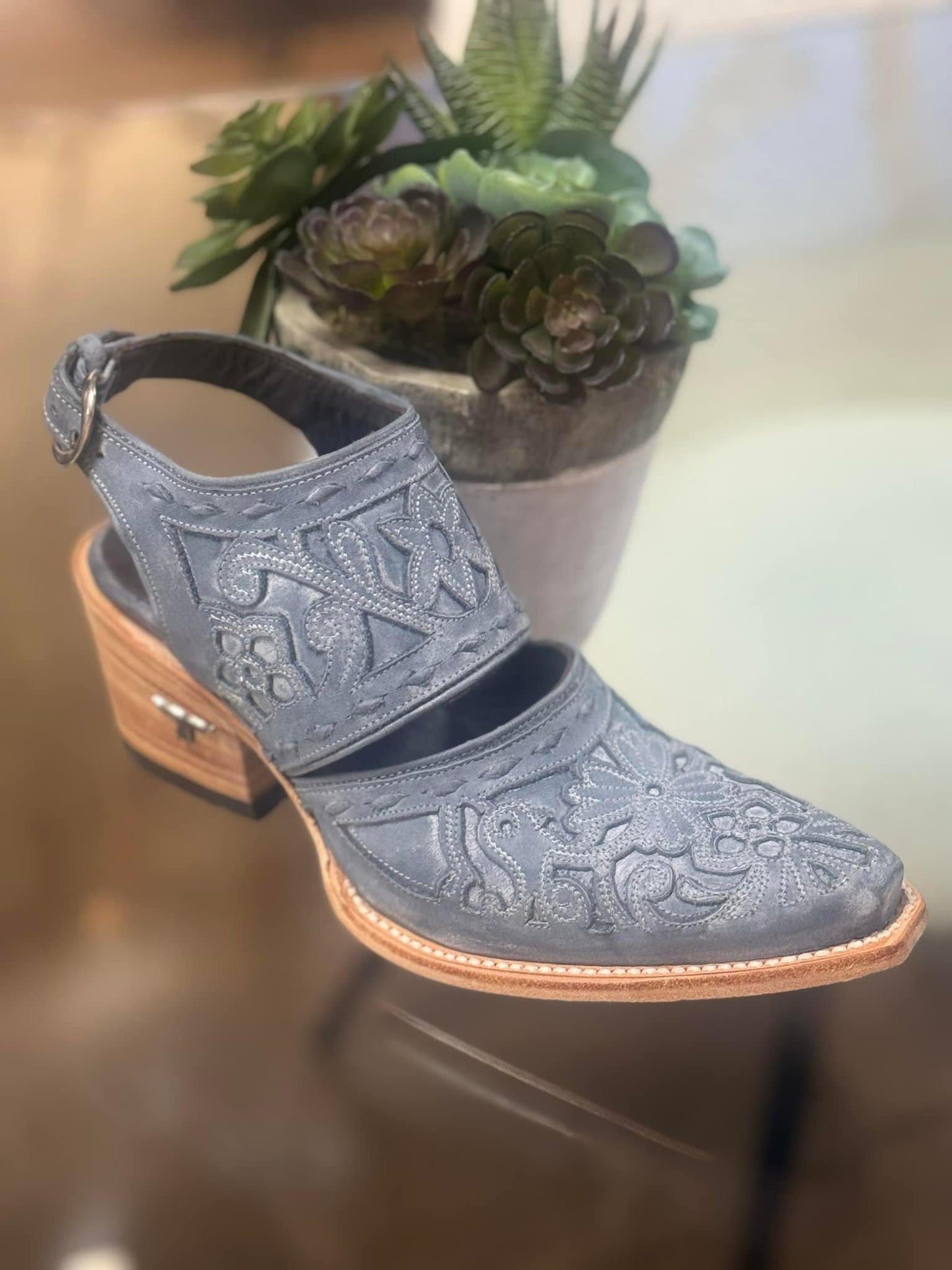 Lane Robin mule - washed denim