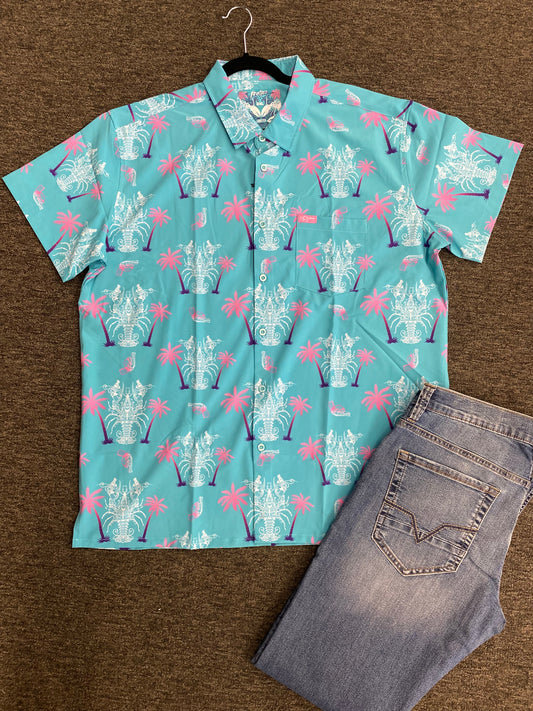 Retro Rifle - Blue Lobster Button Down