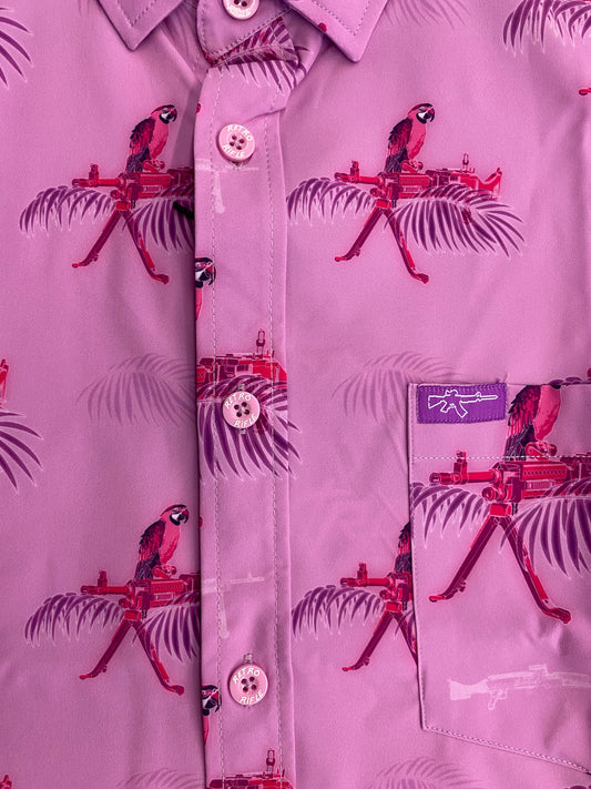 Retro Rifle - Pink Macaws Button Down