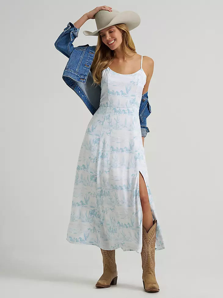 Wrangler Western Tank Maxi Dress - country toile