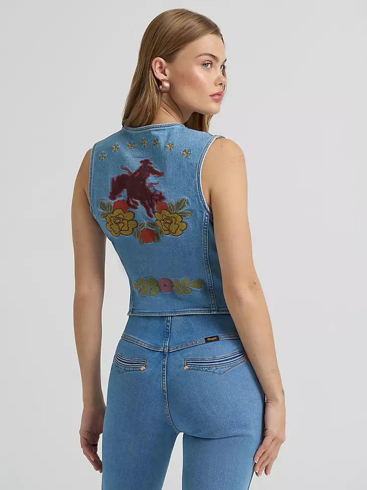 Lainey Wilson x Wrangler embroidered denim vest