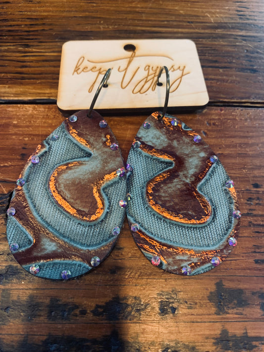 Gypsy Teardrop earrings - brown/teal