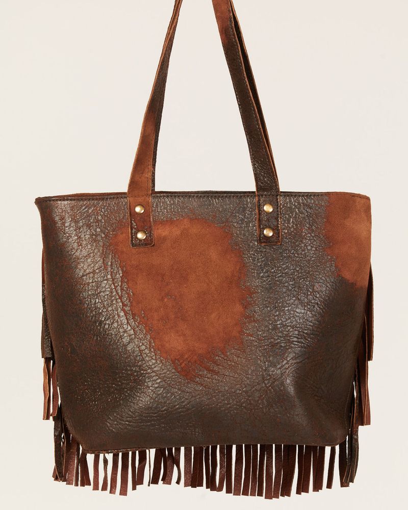 Corral leather fringe bag - distressed brown