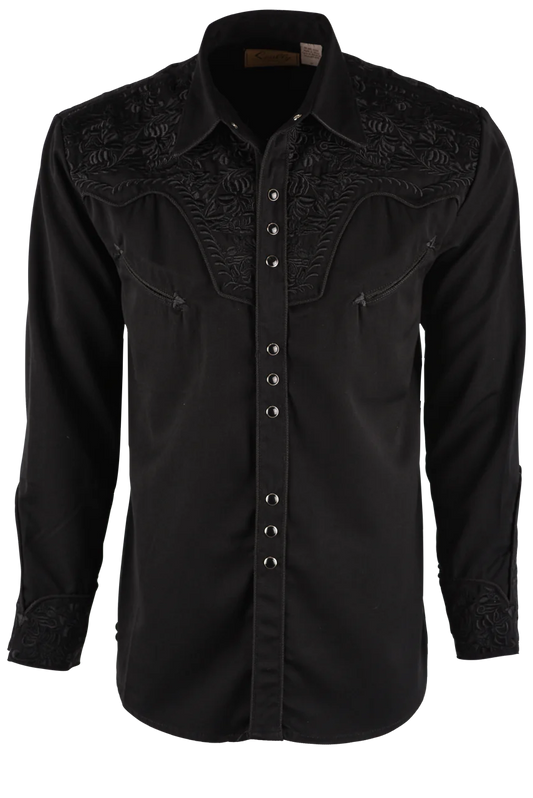 Scully Black embroidery Pearl Snap Button Down