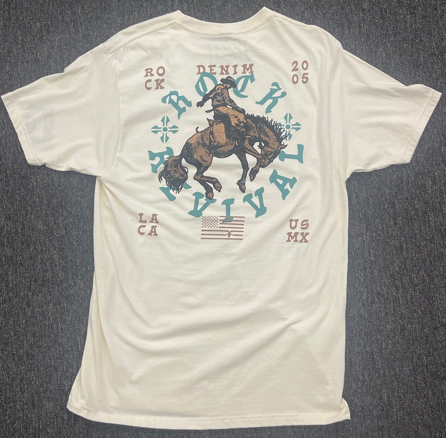 Men’s Rock Revival Bronc Tee - Cream