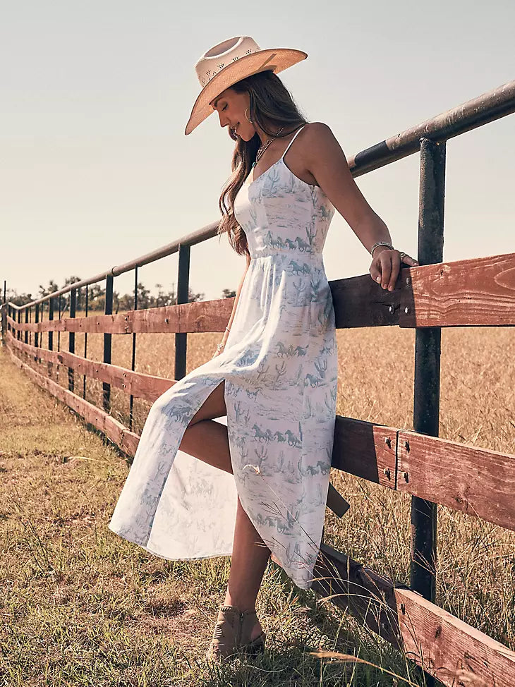Wrangler Western Tank Maxi Dress - country toile