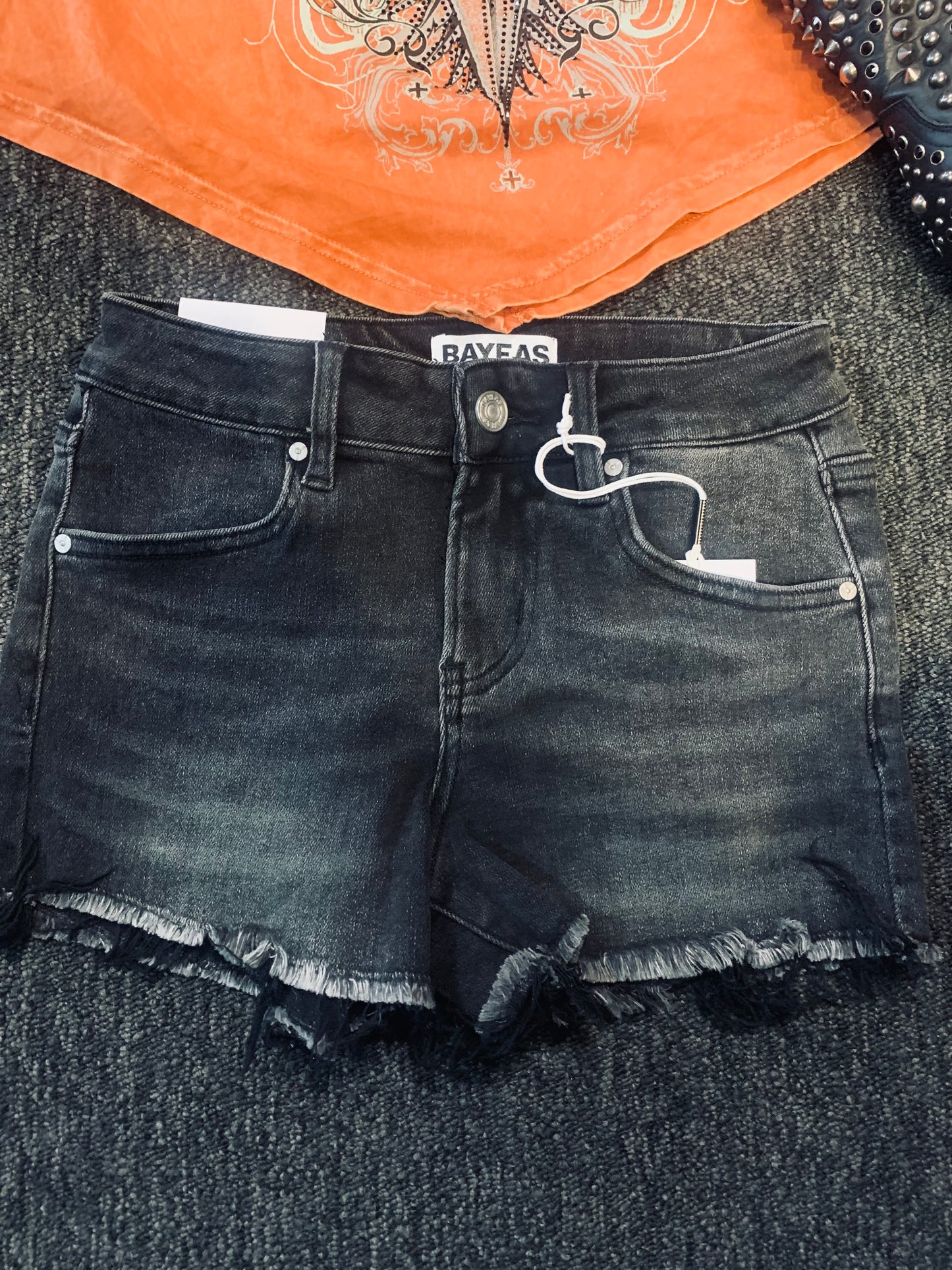 Bayeas Nova Mid Rise denim shorts - black ice