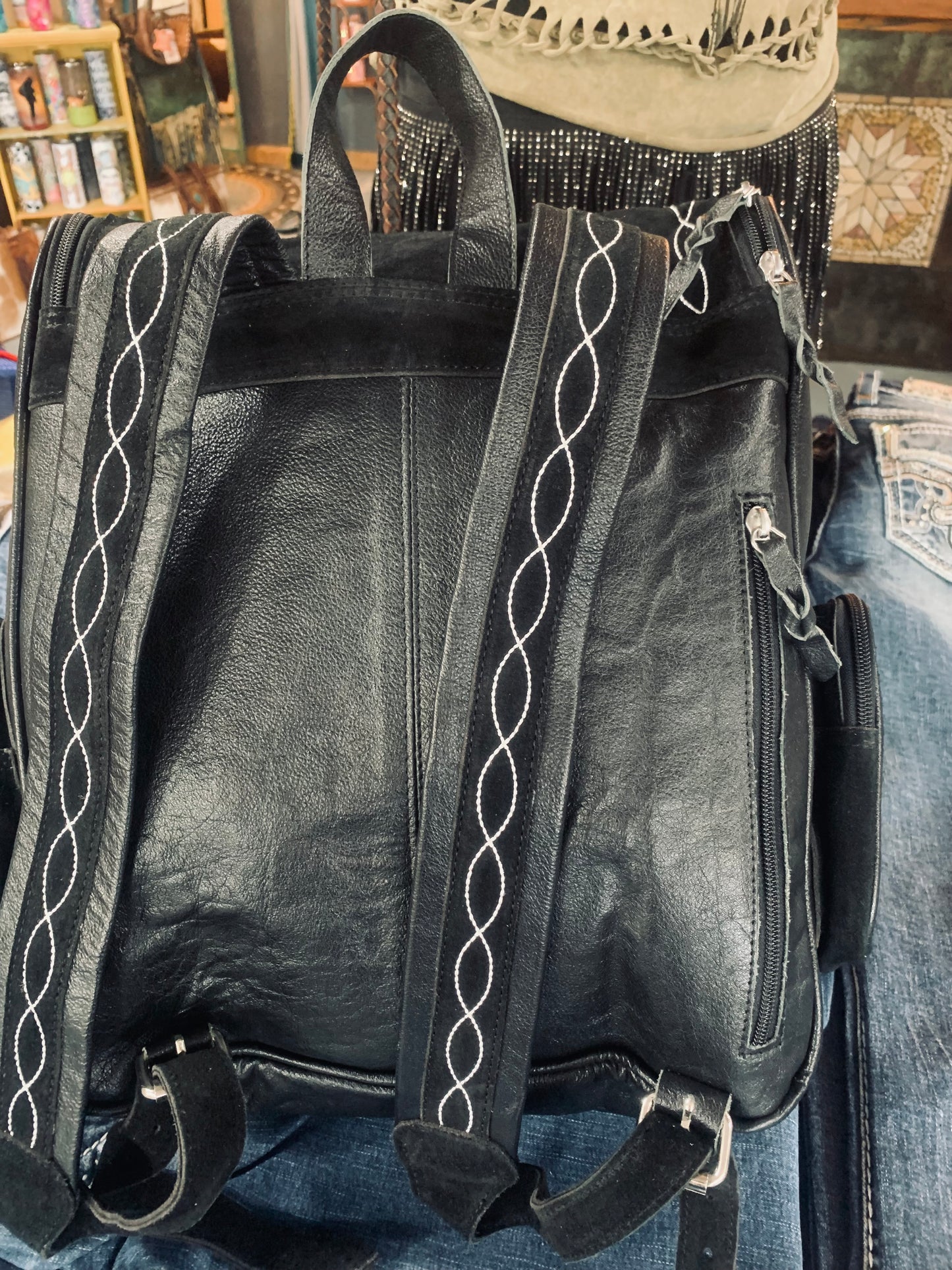 Boot Stitch Backpack- black