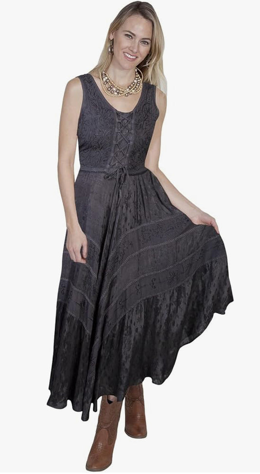 Scully embroidered dress - gunmetal