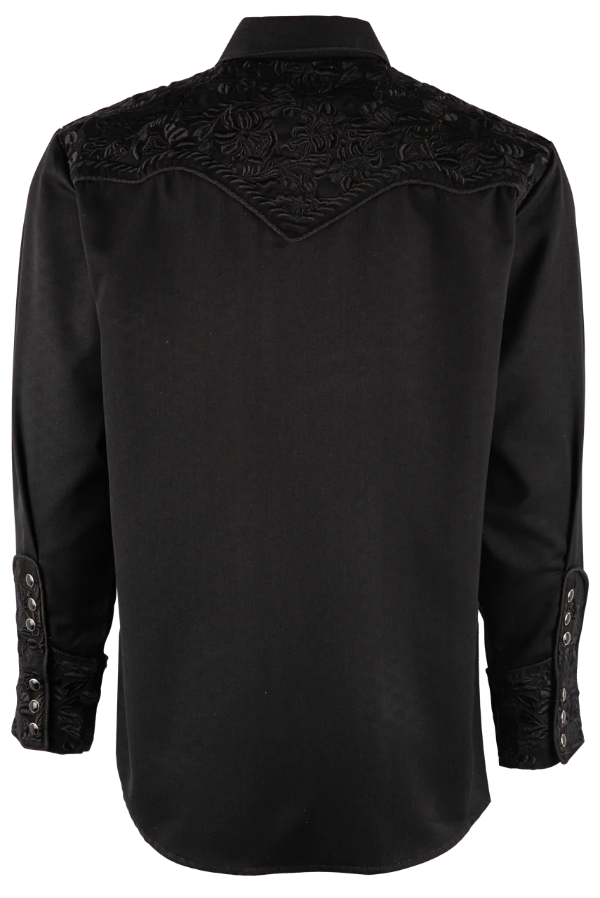 Scully Black embroidery Pearl Snap Button Down