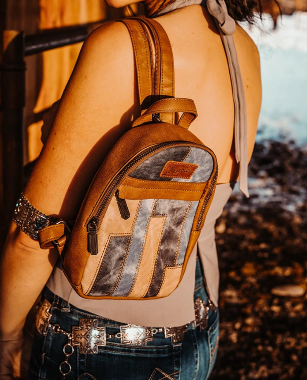 Wrangler patchwork mini backpack