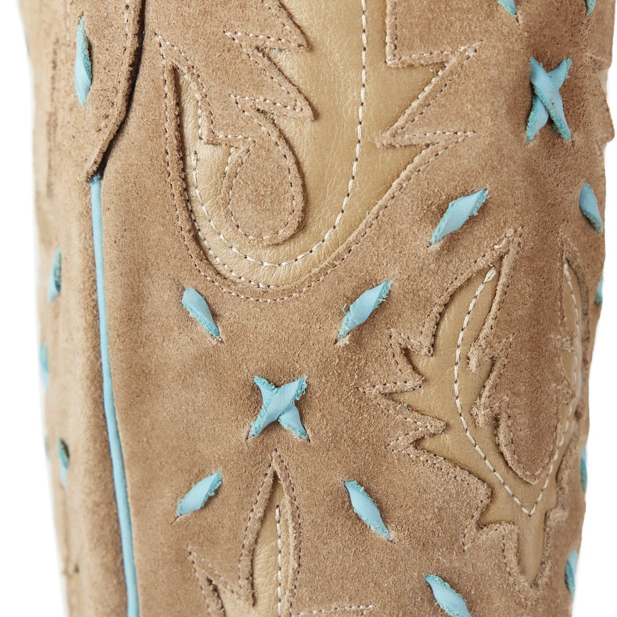Lane Reverie Knee High Corset - latte suede and powder blue