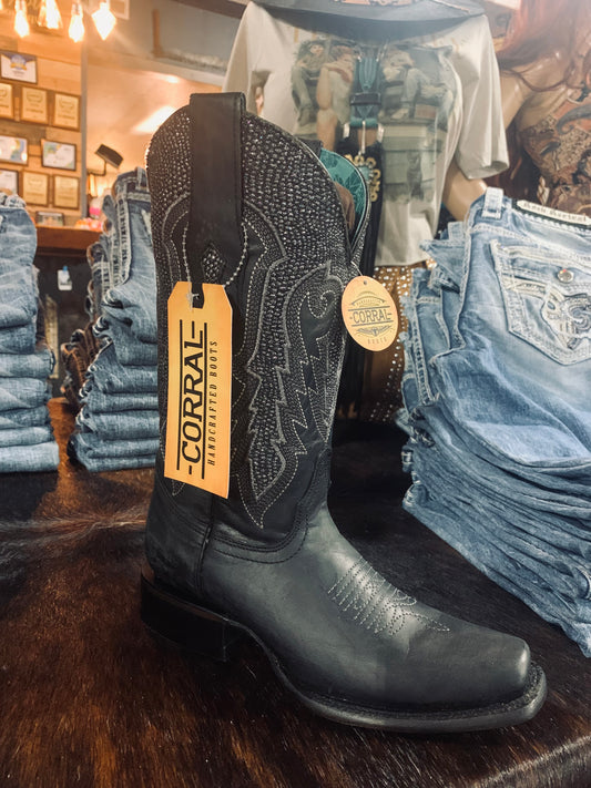 Corral Rockstar square toe - black