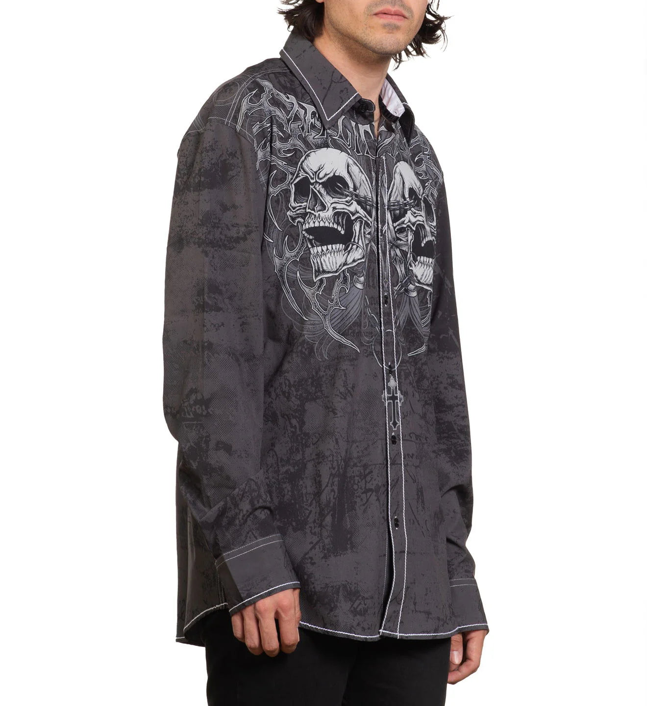Affliction Shred Fest Woven Button Down