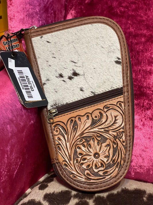 American Darling tooled leather pistol case